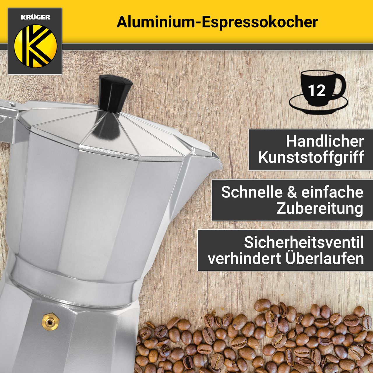 Karl Krüger Alu-Espressokocher ITALIANO, 12 Tassen