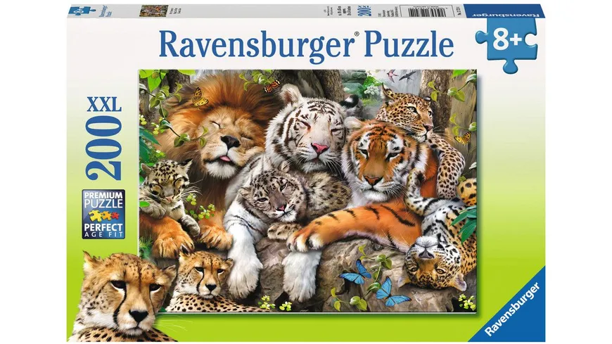 Ravensburger Puzzle - Schmusende Raubkatzen, 200 XXL-Teile