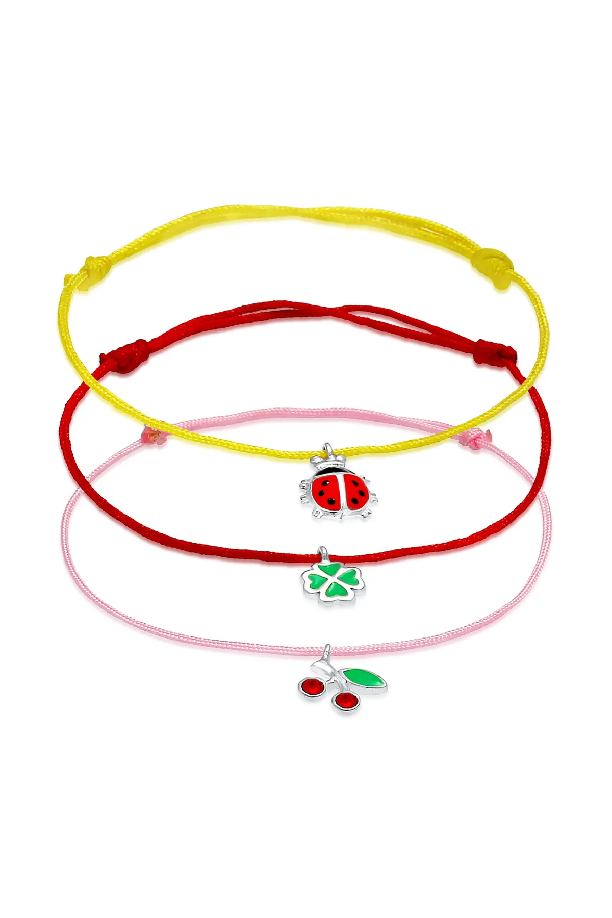 ELLI  Armband Kinder Marienkäfer Kleeblatt Kirsche Set 925 Silber