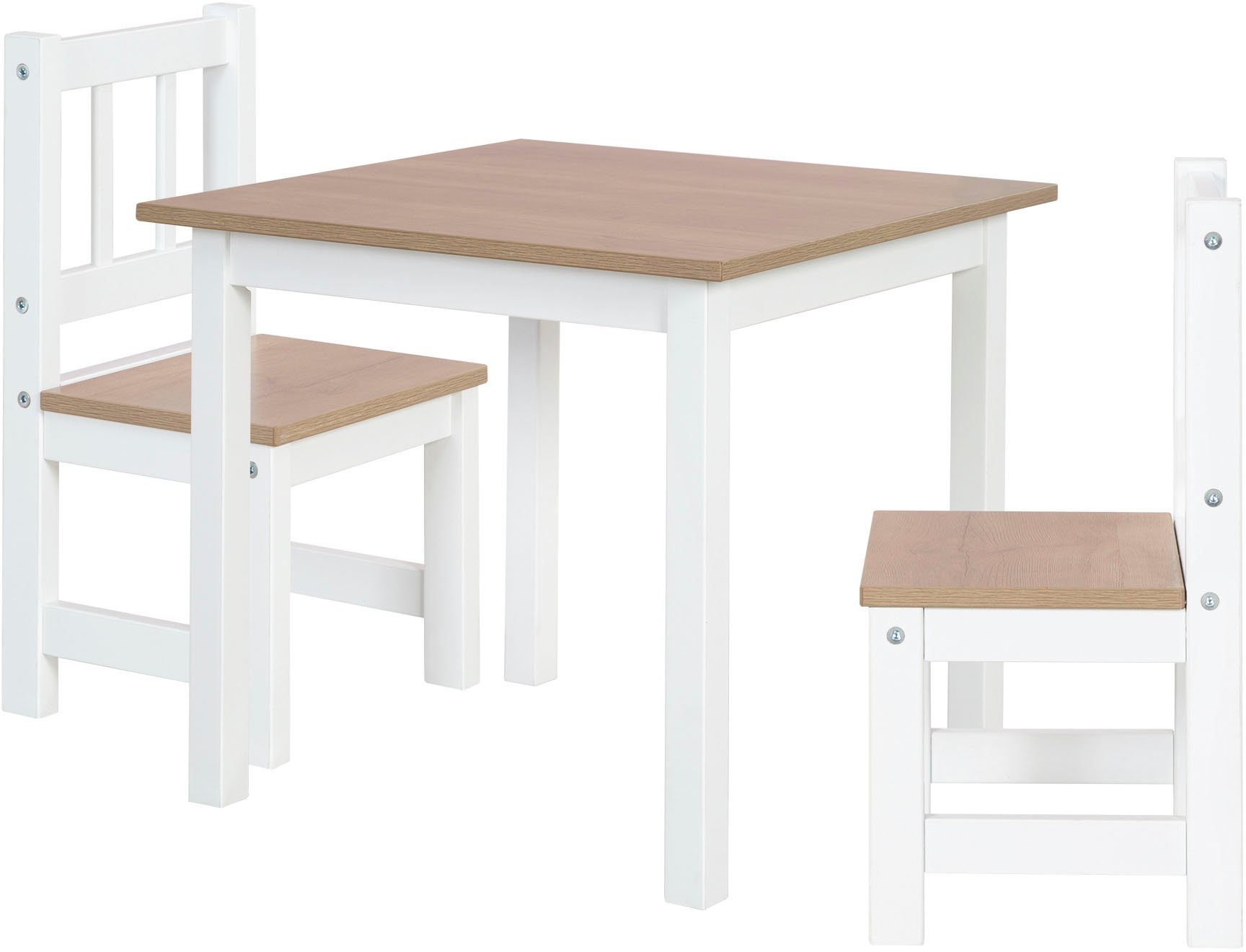roba® Kindersitzgruppe Woody, Holzdekor/weiß, (3-tlg)