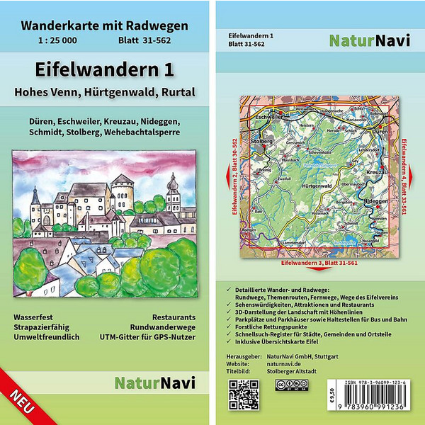 EIFELWANDERN 1 - HOHES VENN, HÜRTGENWALD, RURTAL 1 : 25 000 - Wanderkarte
