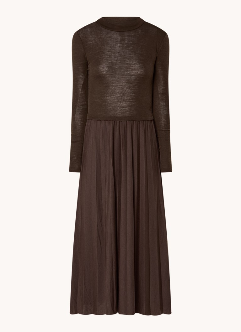 Vestido de punto plisado de largo medio de Claudie Pierlot en mezcla de lana.