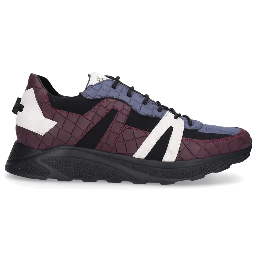 Hide & Jack - Sneaker low RUNNING JET Kalbsleder Logo Prägung blau bordeaux - rot