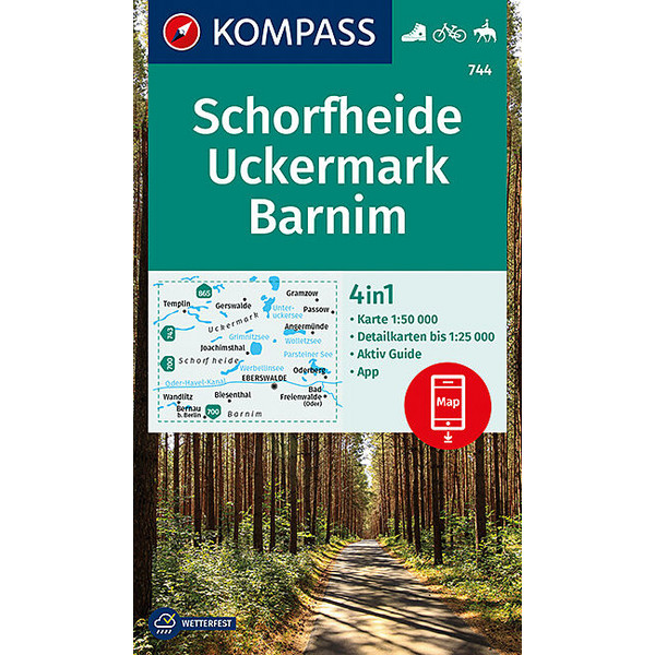 KOMPASS WANDERKARTE SCHORFHEIDE, UCKERMARK, BARNIM 1:50 000