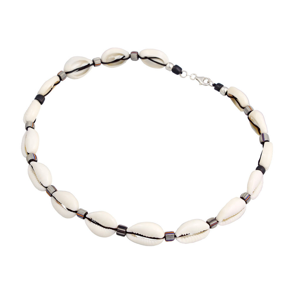 KUZZOI KUZZOI Collier Hommes plage surfeur festival avec coquillage cauri en Argent Ster collier