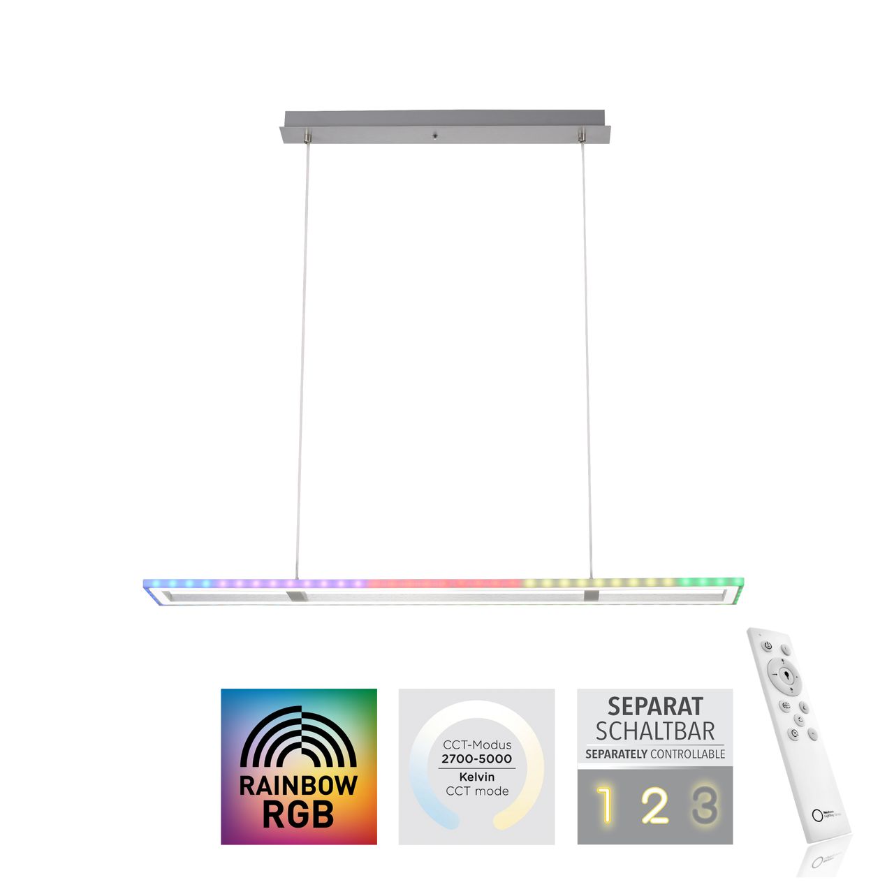 JUST LIGHT LeuchtenDirekt LED Pendelleuchte FELIX60, Downlight: CCT, Sidlight: RGB, dimmbar, IR-Fernbedienung, IP20