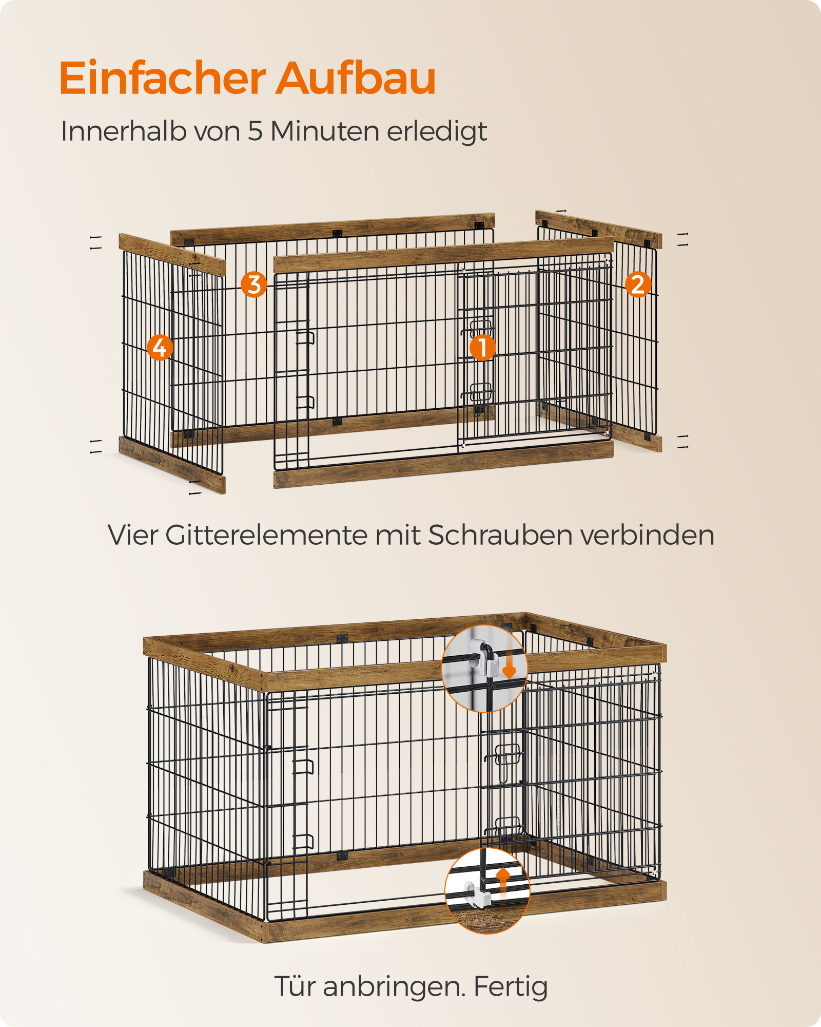 FEANDREA Erziehungshilfen FEANDREA L-XXL Welpenauslauf Stahl-Gitter 1,22 m, 80 cm, 70 cm