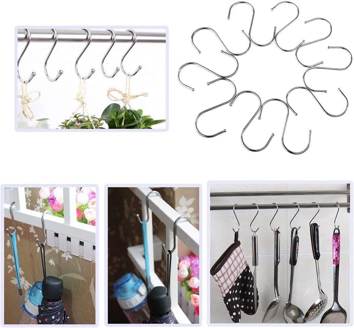 JedBesetzt Wandhaken S-Haken, Aufbewahrungshaken, Edelstahl, 9cm, Badezimmer, Dusche, Tür, Anti-Kratzer