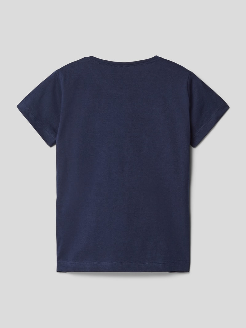 T-Shirt mit Paillettenbesatz in blau