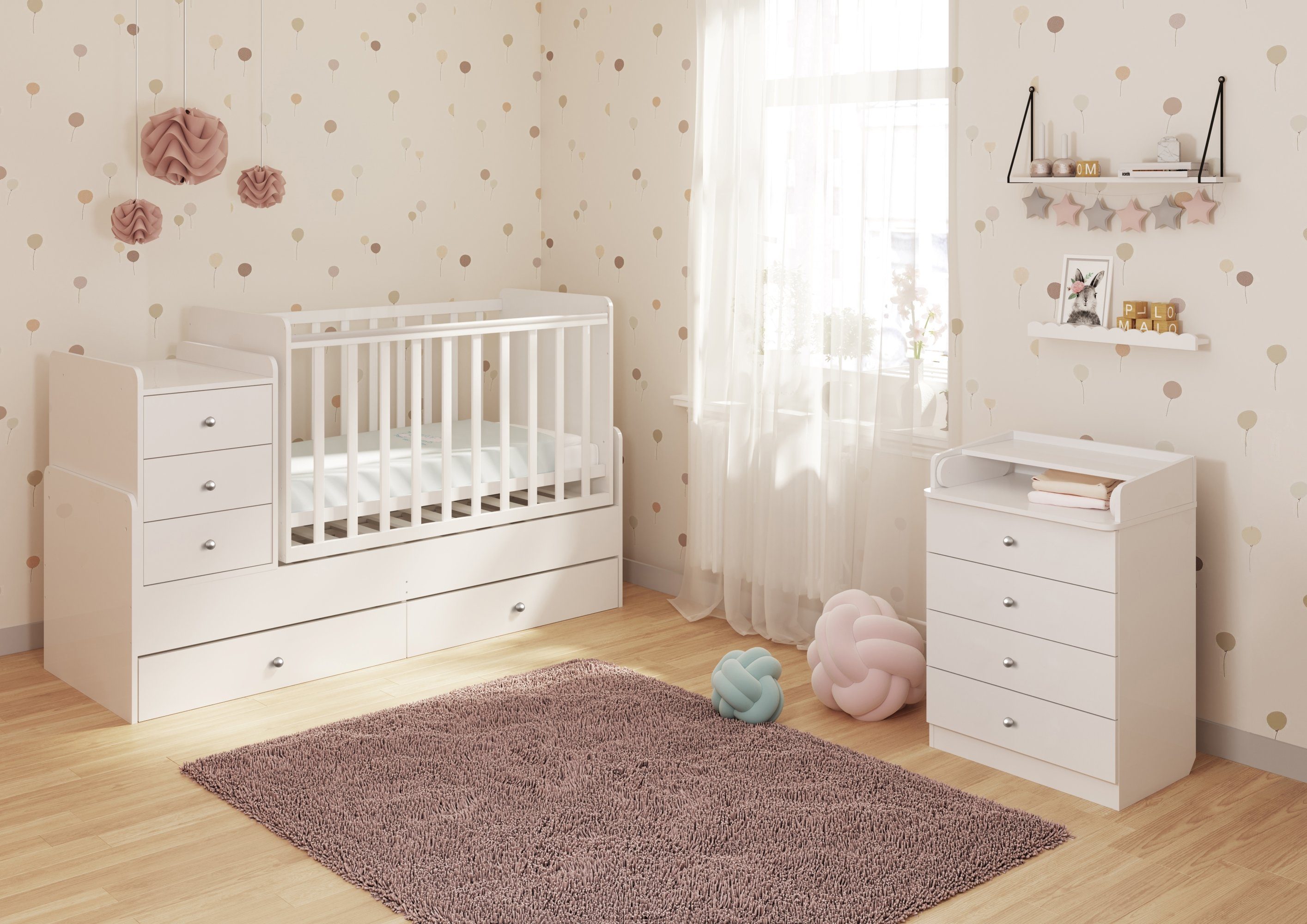 Polini kids Wickelkommode Aufklappbare Wickelkommode Wickeltisch 47x60x91,7, klappbare Wickelfläche