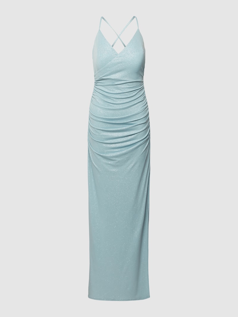 Abendkleid in Wickel-Optik in schilf meliert