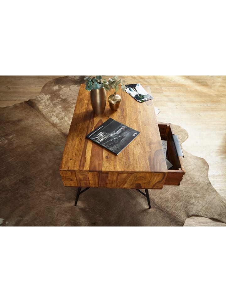 KADIMA DESIGN Couchtisch NISHAN 87 x 41 x 55 cm Massiv Holz, Design günstig kaufen onesize