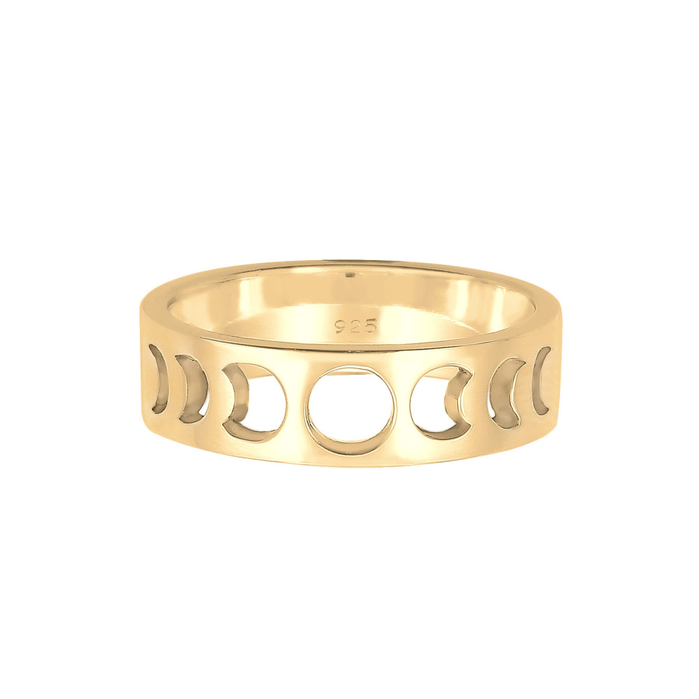 Elli Elli Bague bague pour dames phases de la lune demi-lune look astro en 925/1000 ar Bague
