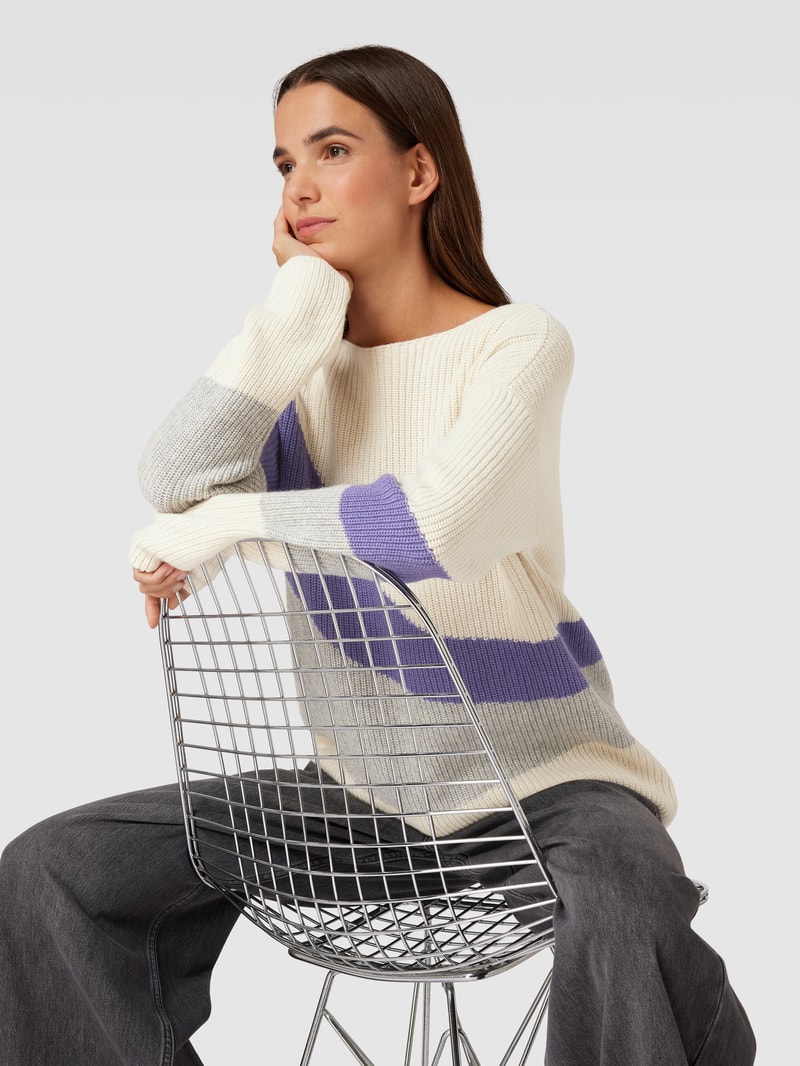 Strickpullover mit U-Boot-Ausschnitt Modell 'MIYAAS' in offwhite