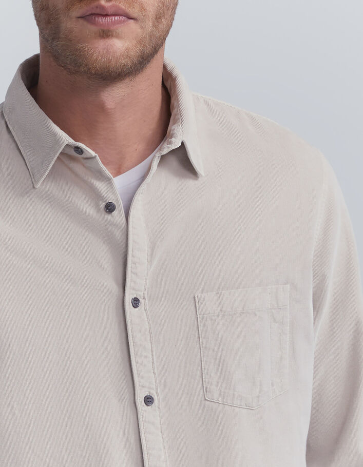 Chemise REGULAR grise en velours milleraies Homme