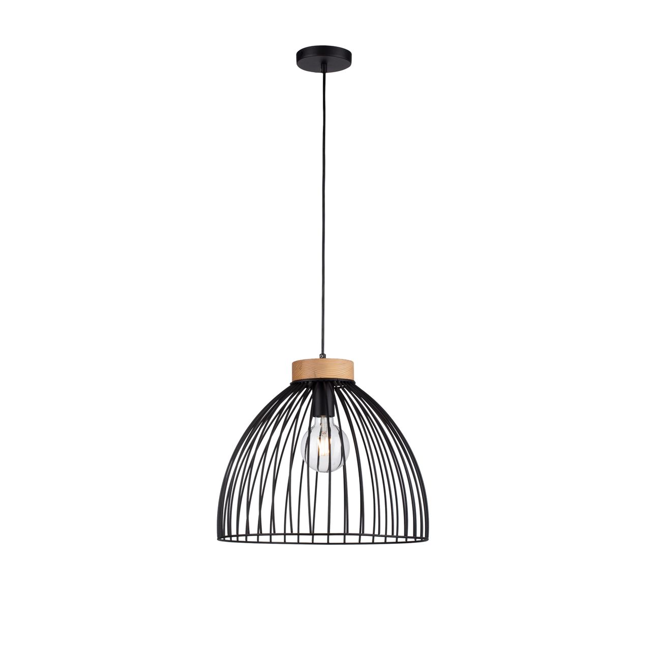 JUST LIGHT LeuchtenDirekt LAMI, Pendelleuchte 1-flammig, E27 Leuchtmittel a max. 25,00 Watt, Metallschirm, Ø40cm, schwarz