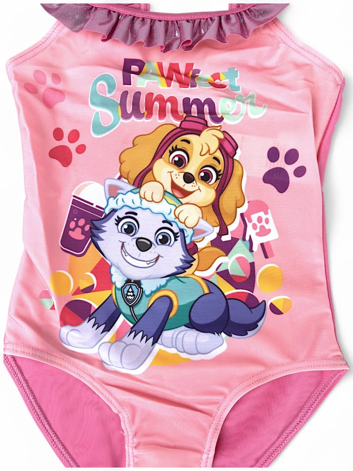 Paw Patrol Badeanzug Paw Patrol  mit Rüschendetails & Glitzer in Rosa günstig kaufen