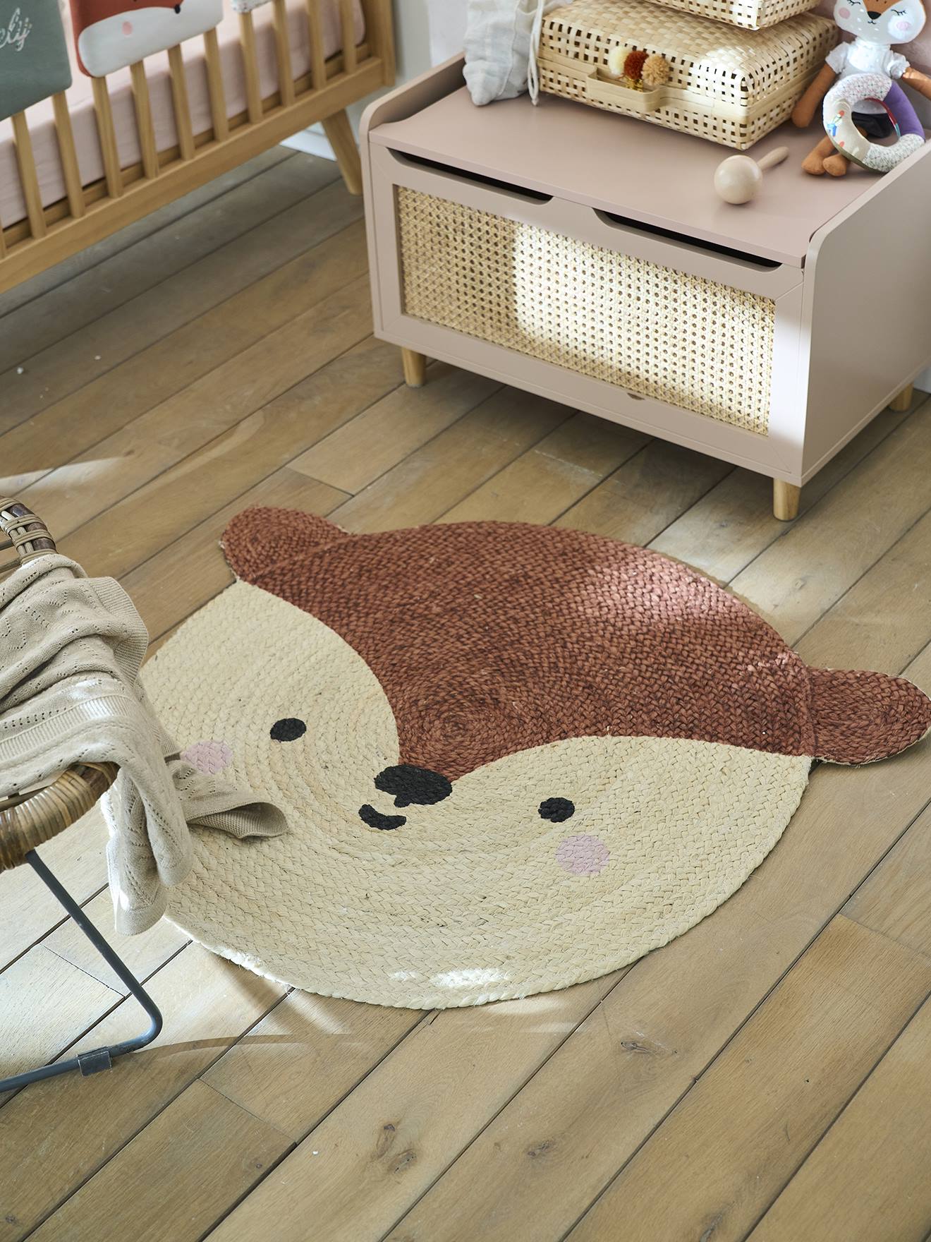 Vertbaudet Kinderzimmer Jute-Teppich FUCHS - hellbeige/rotbraun