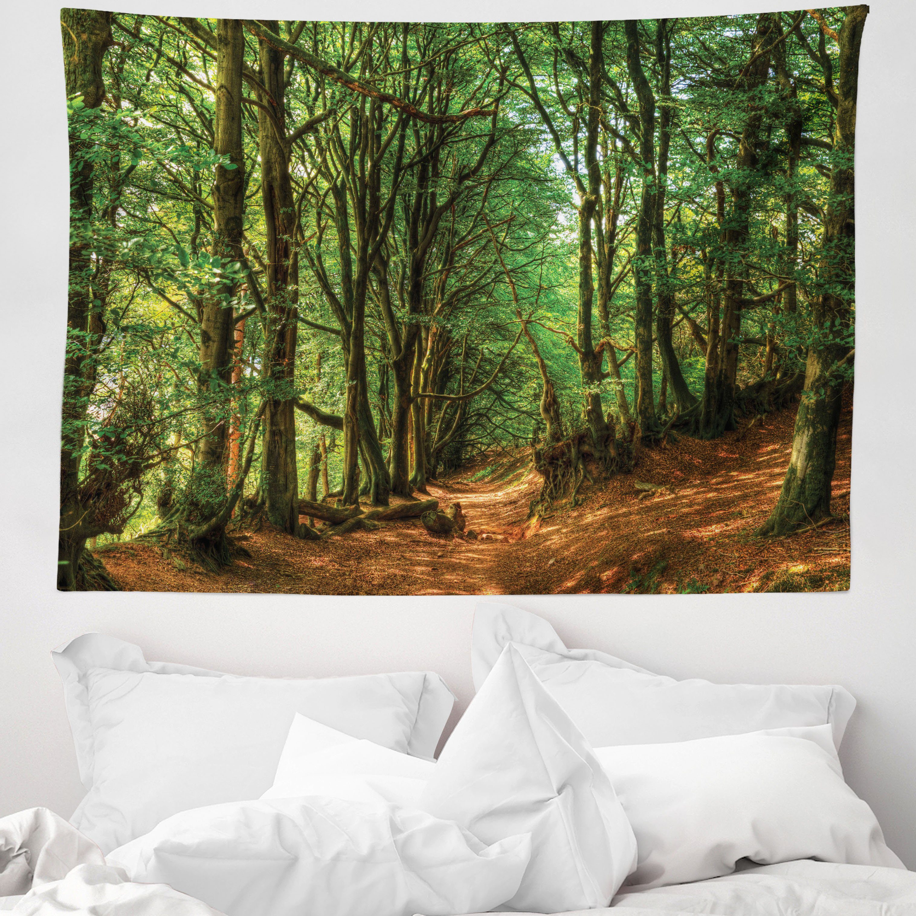 Wandteppich aus Weiches Mikrofaser Stoff Für das Wohn und Schlafzimmer, Abakuhaus, rechteckig, Wald Wald Pathway Szene