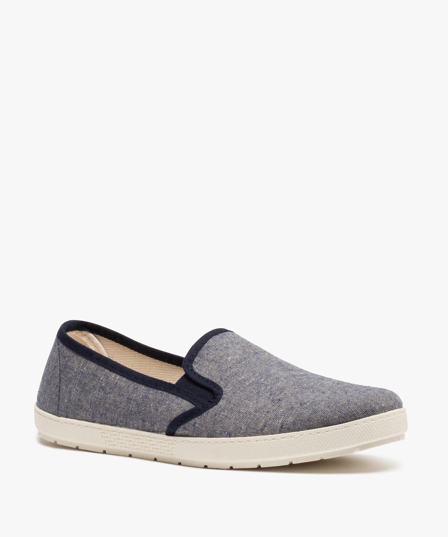 Pantoufles homme en toile chinée et semelle contrastante bleu | GEMO