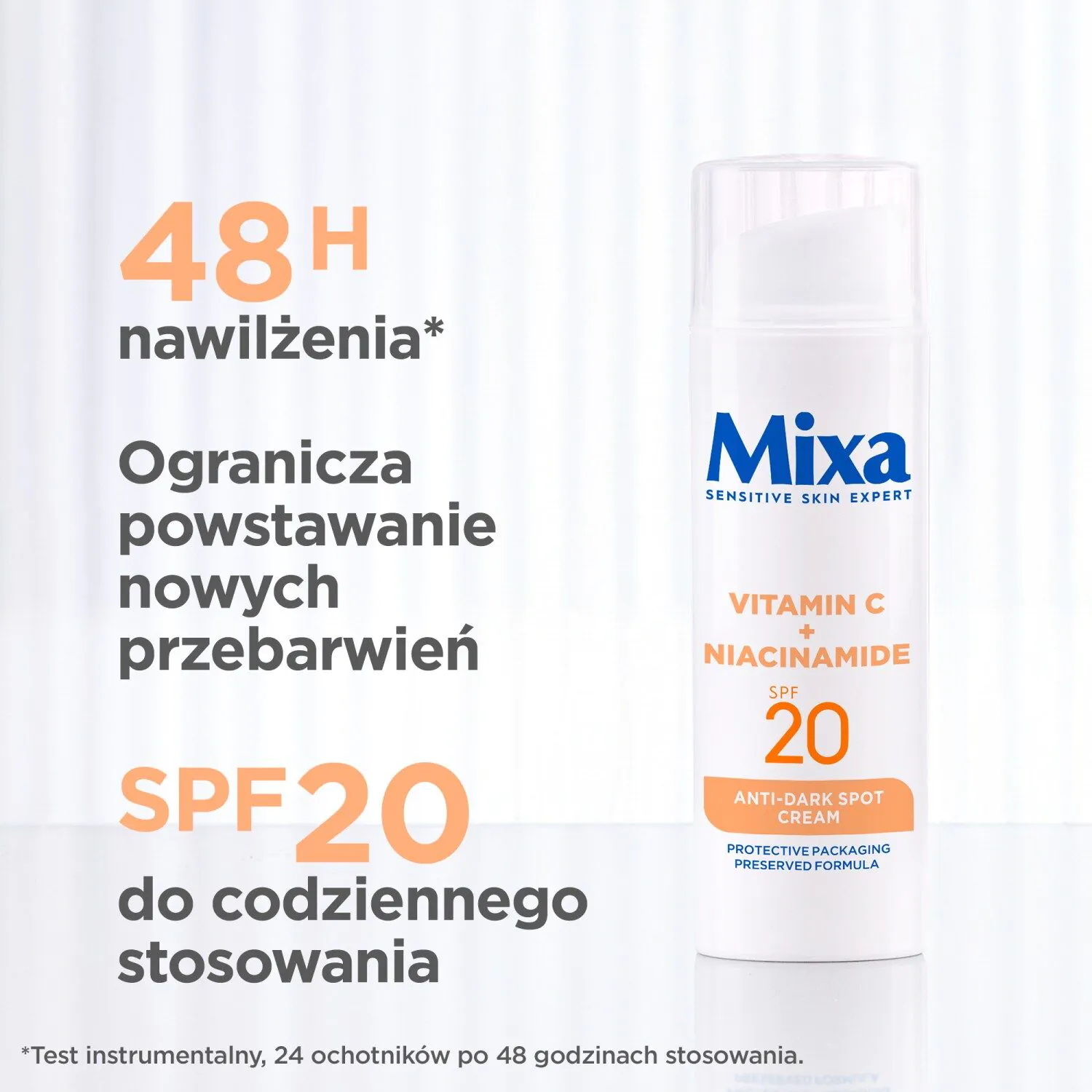 „Mixa“ veido kremas nuo pigmentacijos, vitaminas C ir niacinamidas