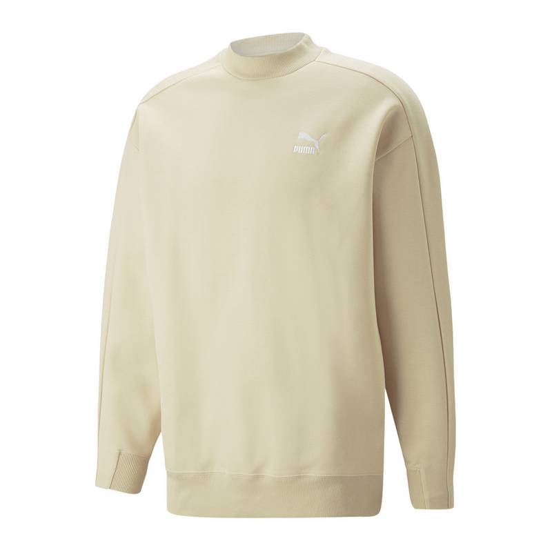 PUMA T7 Mock Neck Crew Sweatshirt Beige Sweatshirt Herren