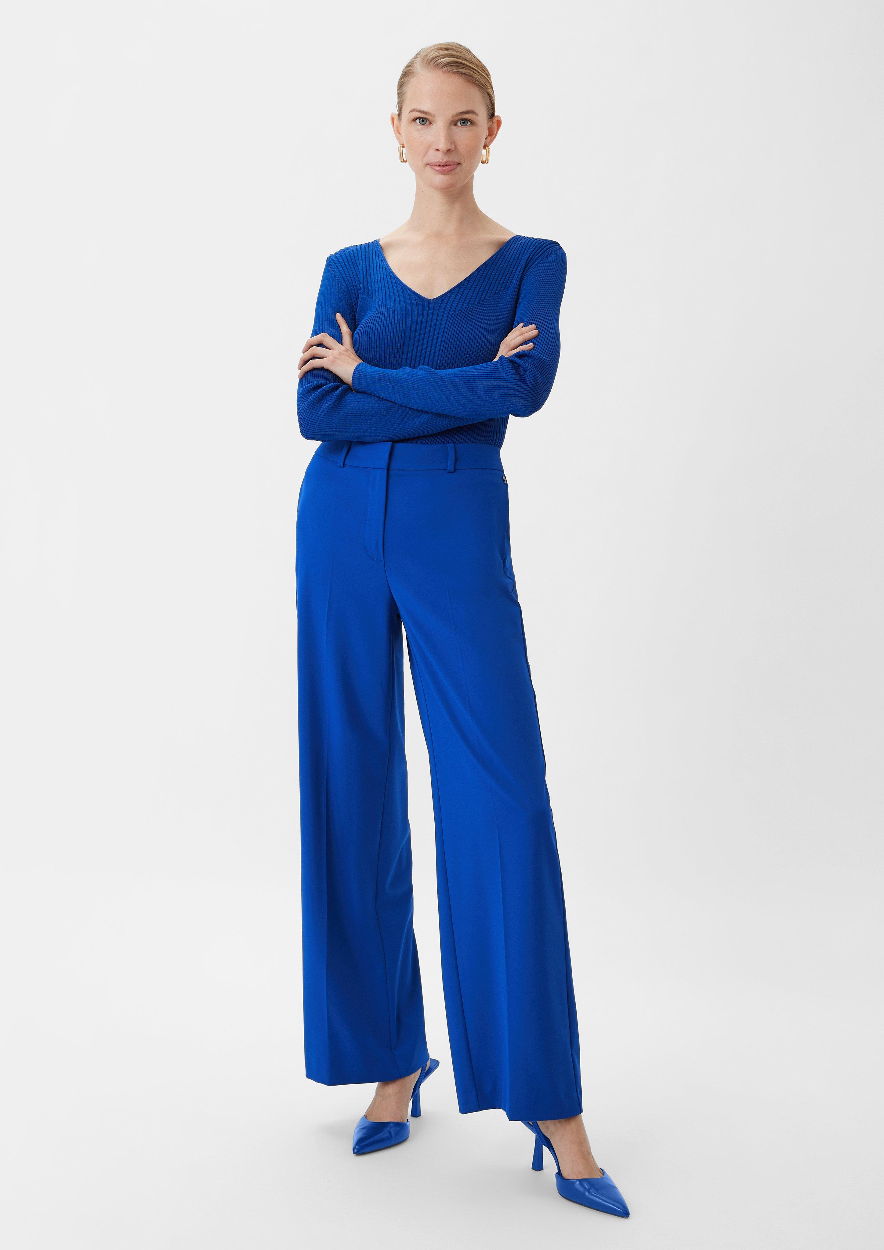 Anzughose mit Wide Leg - ozeanblau