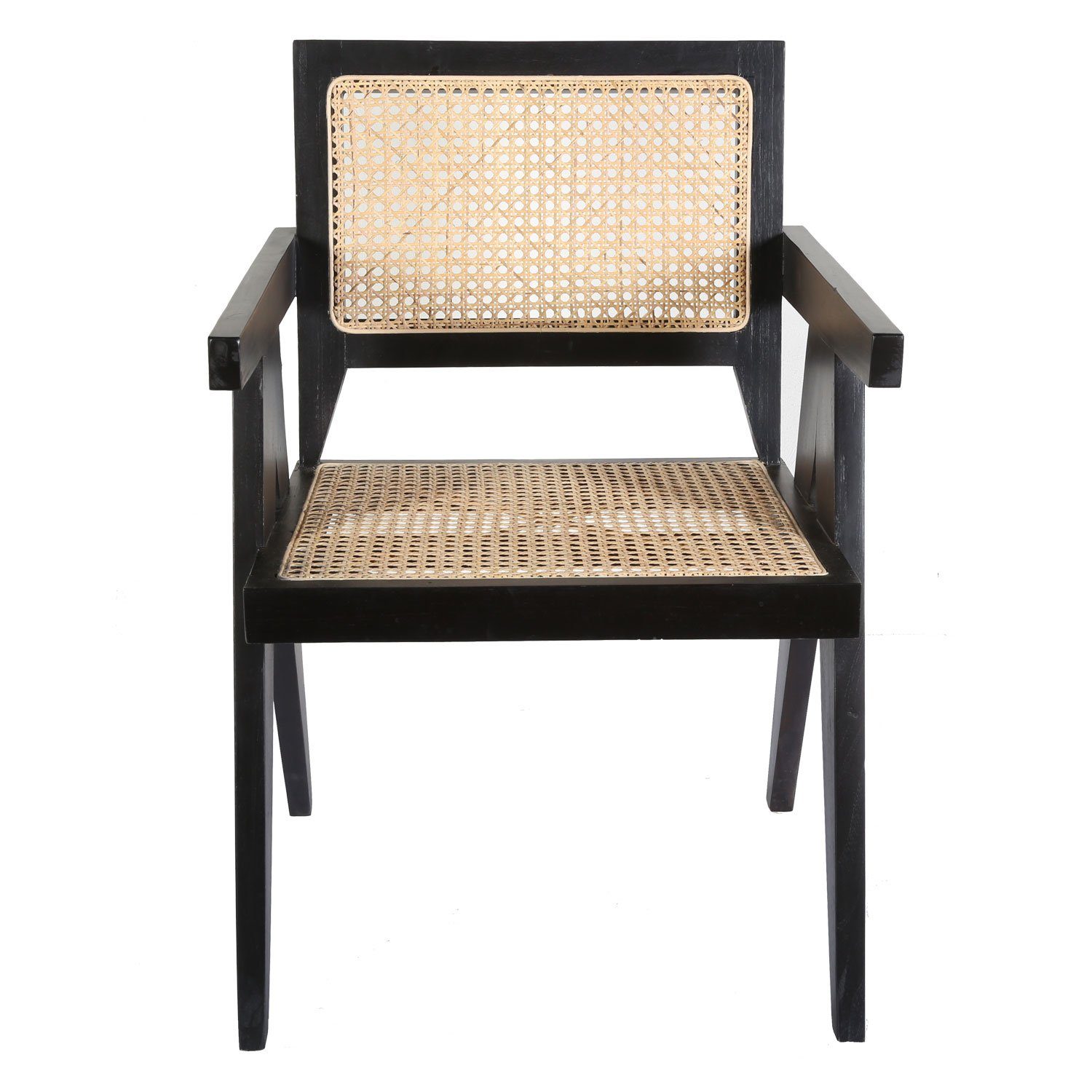 Casa Moro Rattanstuhl Teak Rattan Sessel NICO mit Armlehnen Retrostuhl (Armlehnstuhl breit & stabil für Garten Terrasse Küche Lounge Esszimmer), Kunsthandwerk, Jedes Stück ein Unikat
