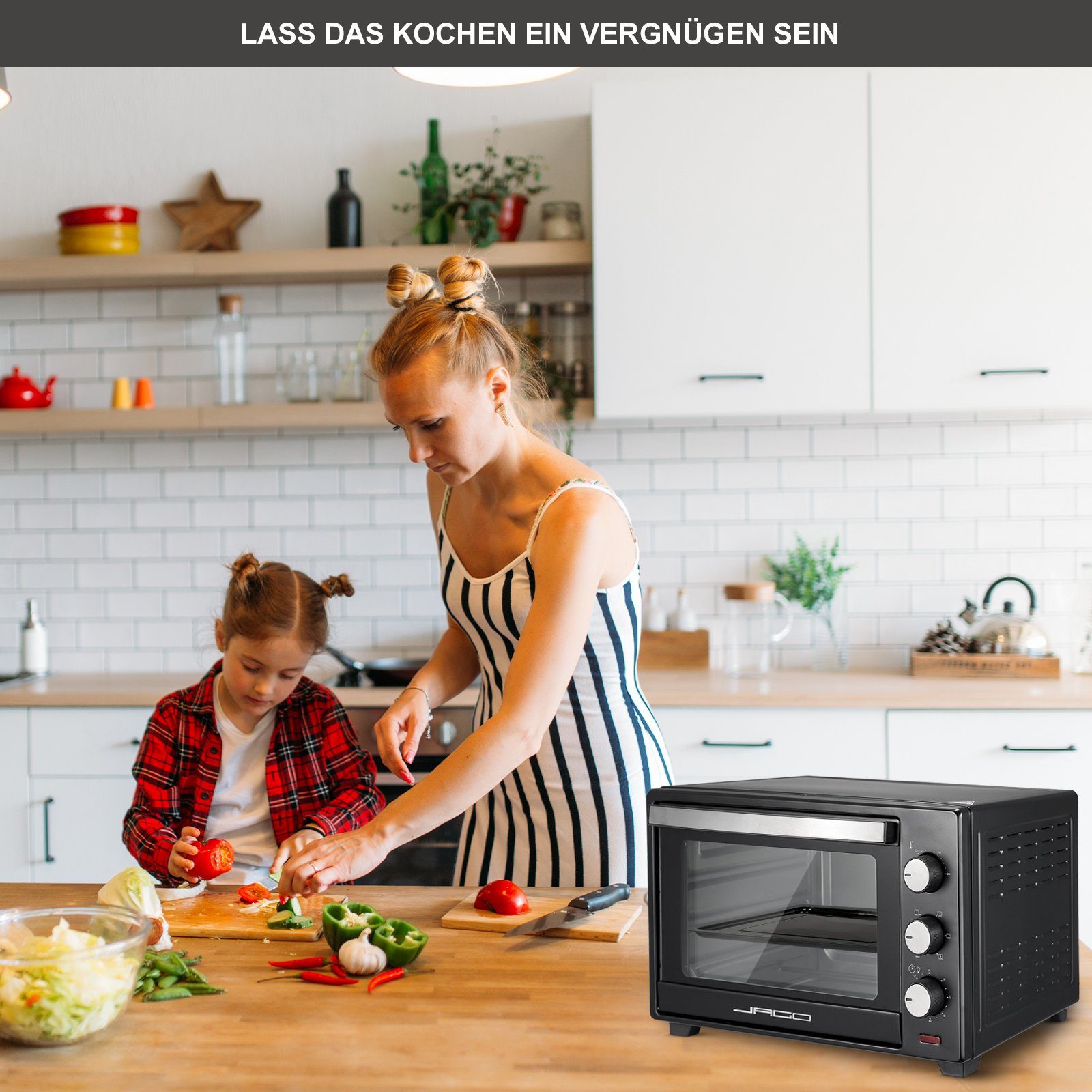 Jago Minibackofen mit 30/48/60L 1600/2000W Grill Mini Ofen Toastofen Pizzaofen