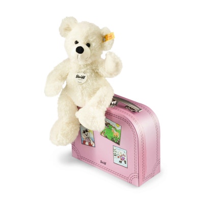 Lotte Teddybär im Koffer, 28 cm, weiß