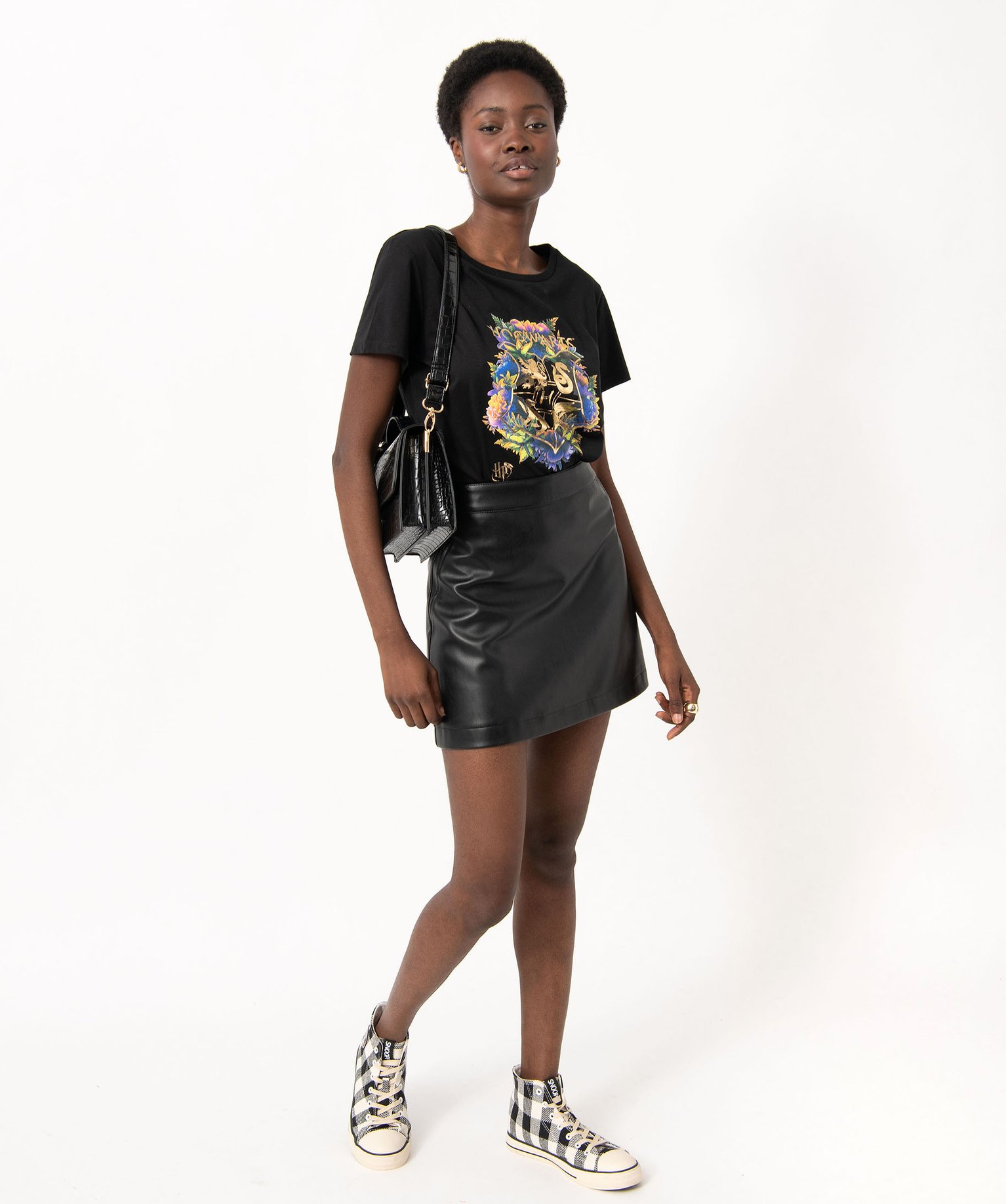 Tee-shirt à manches courtes avec motif pailleté femme - Ha... noir | GEMO
