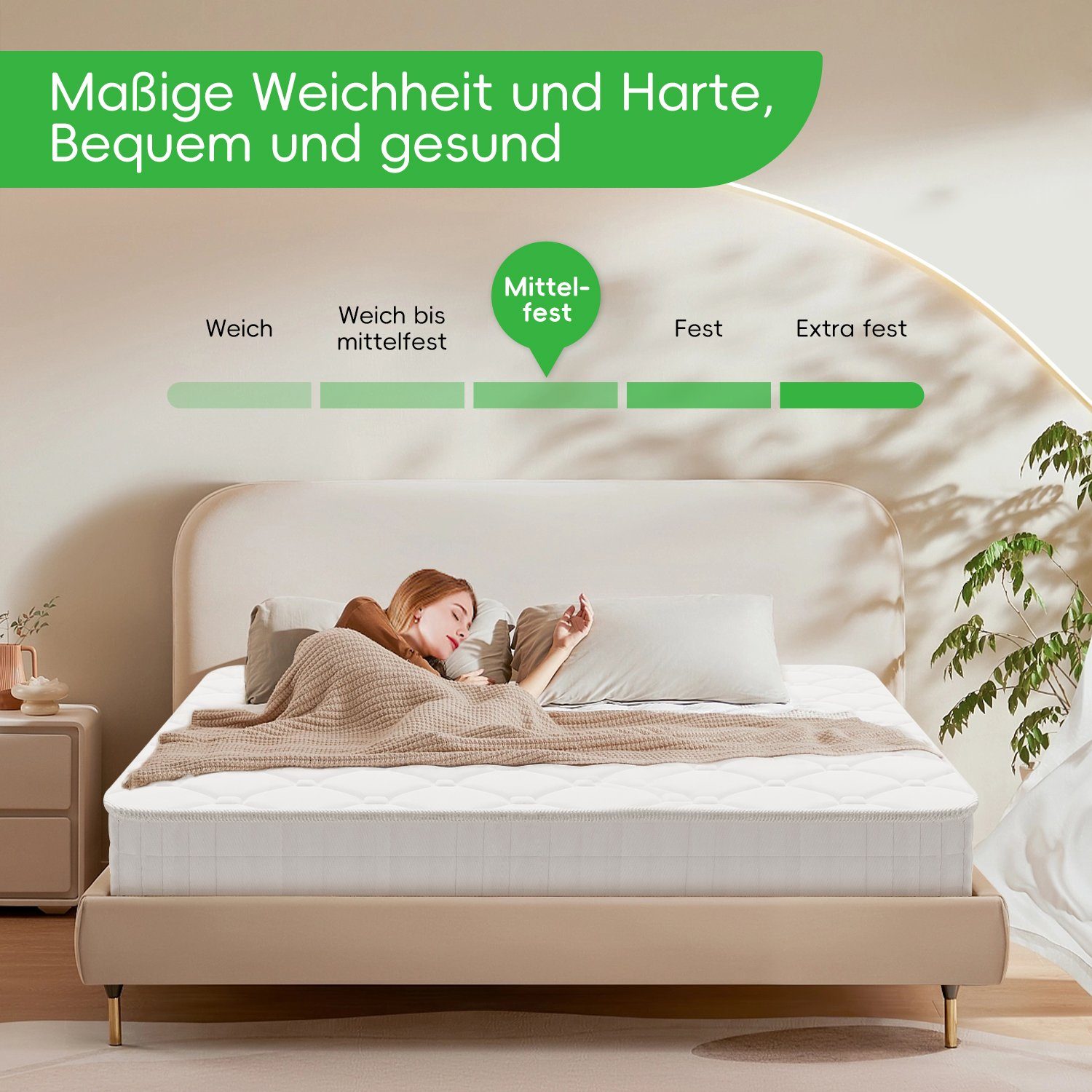 Taschenfederkernmatratze Taschenfederkernmatratze, Matratzen, 7 ergonomische Zonen, Authmic, 25 cm hoch, (Federkernmatratze Höhe 25 cm 2,1mm Federn, 9 Schichten aus hochwertigem Material Federkernmatratze für Jede Schlafposition)