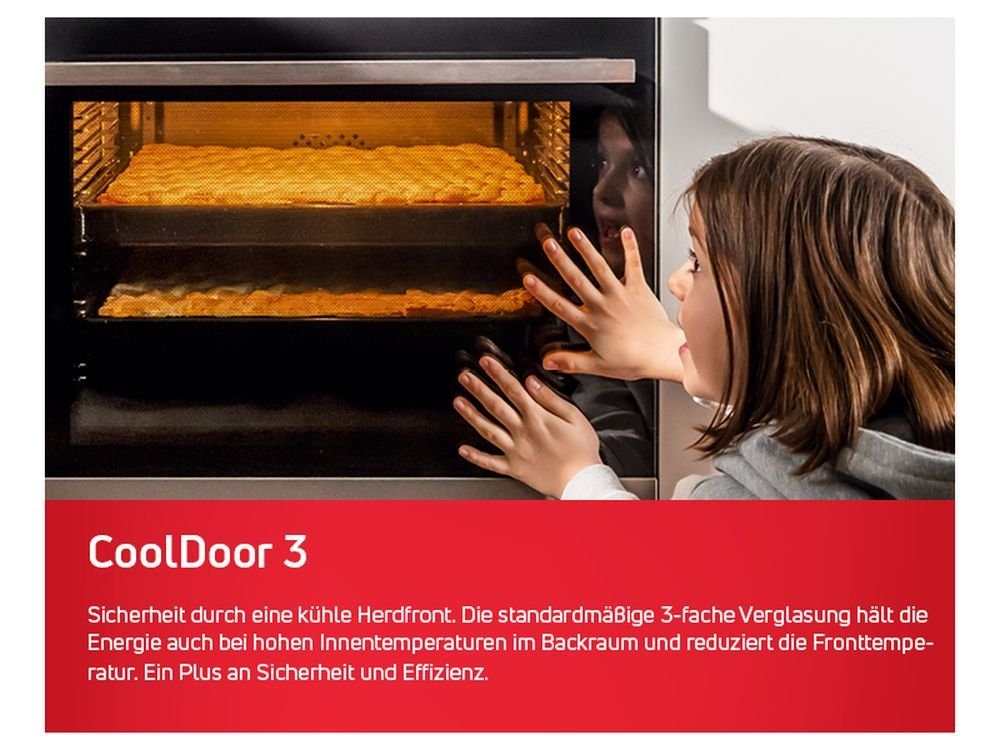 Amica Elektro-Herd-Set exclusives Design Einbauherd Set Glaskeramik Kochfeld Backofen Umluft Timer Bräterzone, mit 1-fach-Teleskopauszug, Steam Clean Reinigung