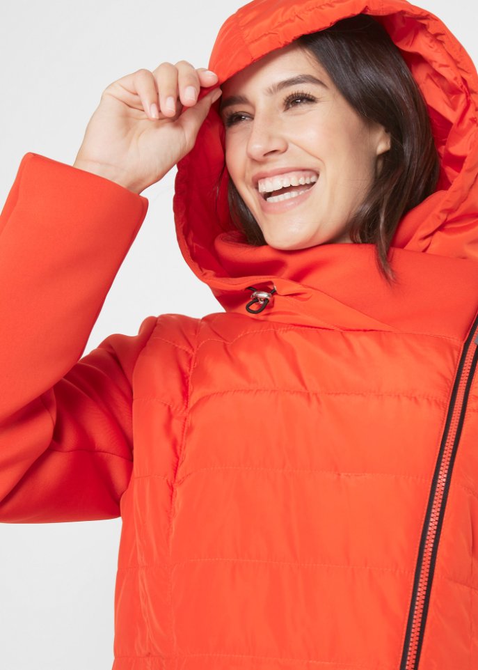 Jacke mit breitem Kragen und Kapuze