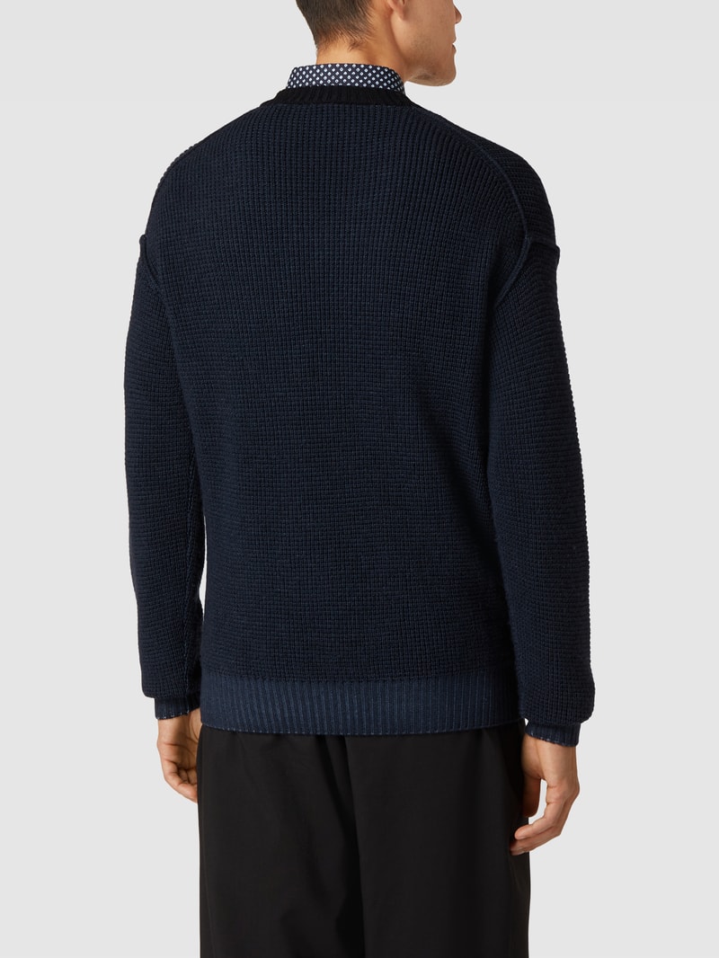 Strickpullover mit V-Ausschnitt Modell 'Avone' in marineblau