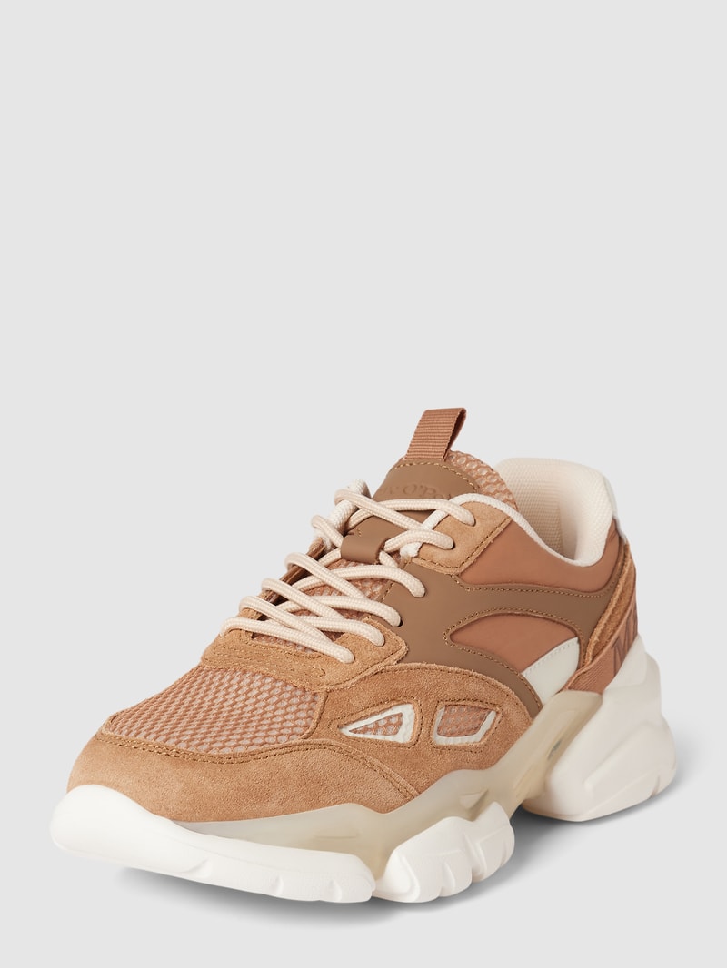 Sneaker mit tonalem Besatz Modell 'Julia' in hellbraun