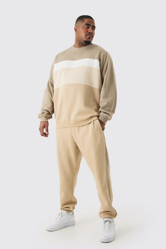 Plus Colorblock Sweatshirt-Trainingsanzug