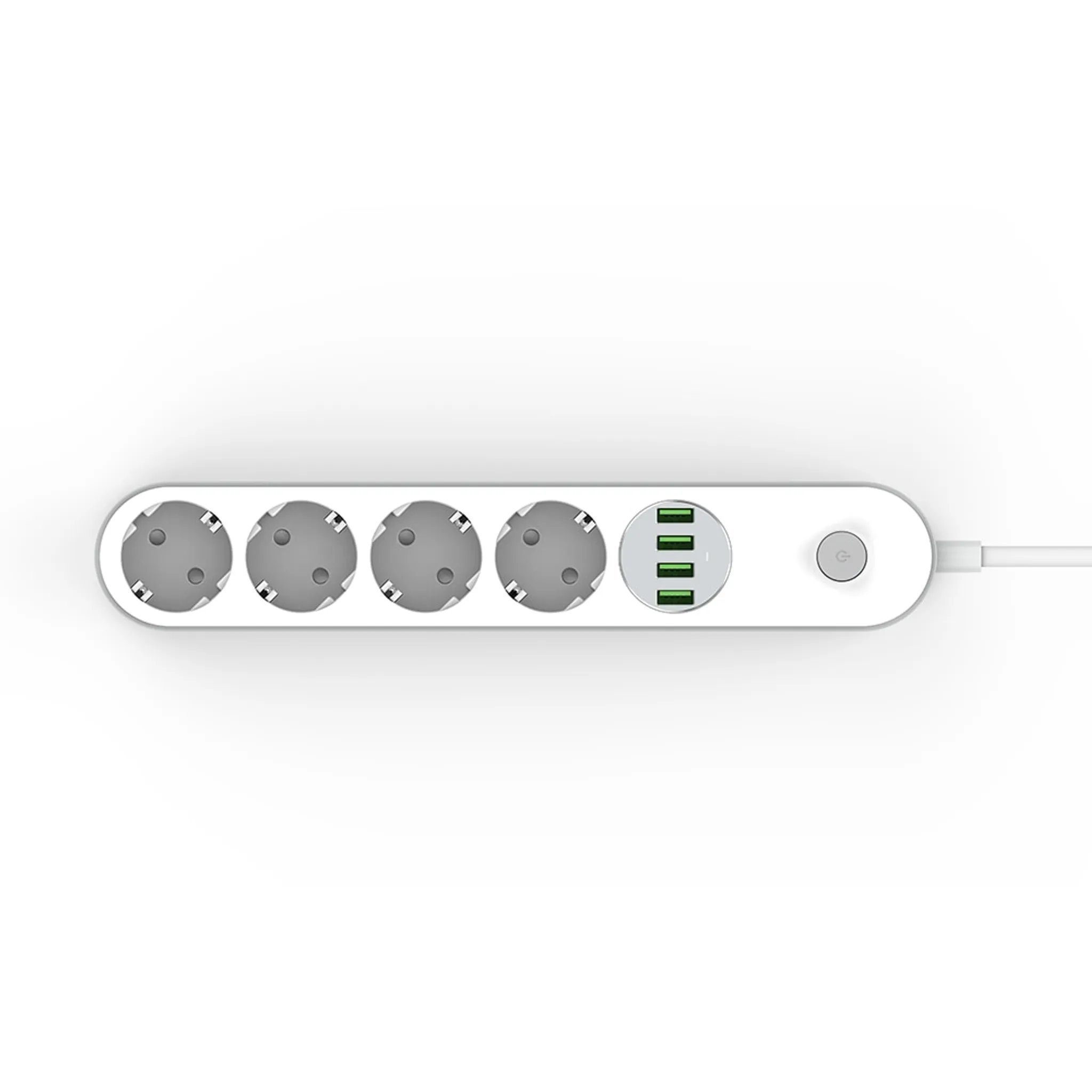 ELEGIANT 4fach Steckdosenleiste mit 4fach USB von LDNIO Mehrfachsteckdose 4-fach (Ein- / Ausschalter, USB-Anschlüsse, Kabellänge 2 m)