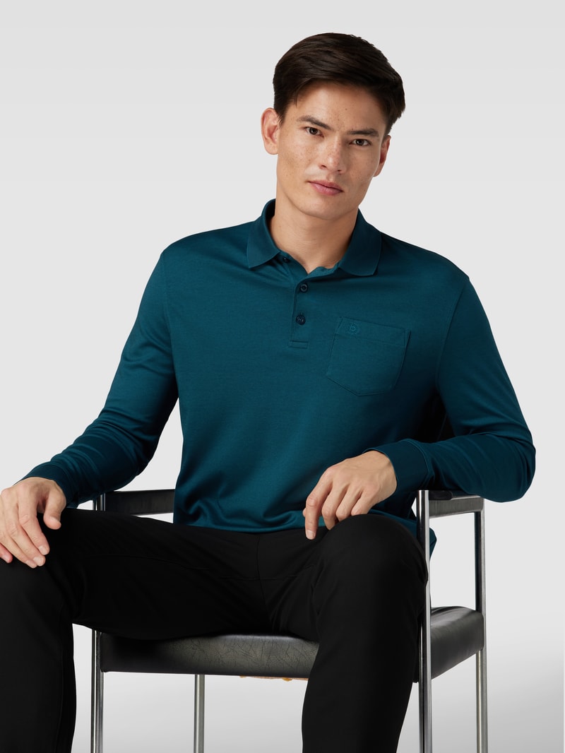 Poloshirt mit Brusttasche in aqua blau