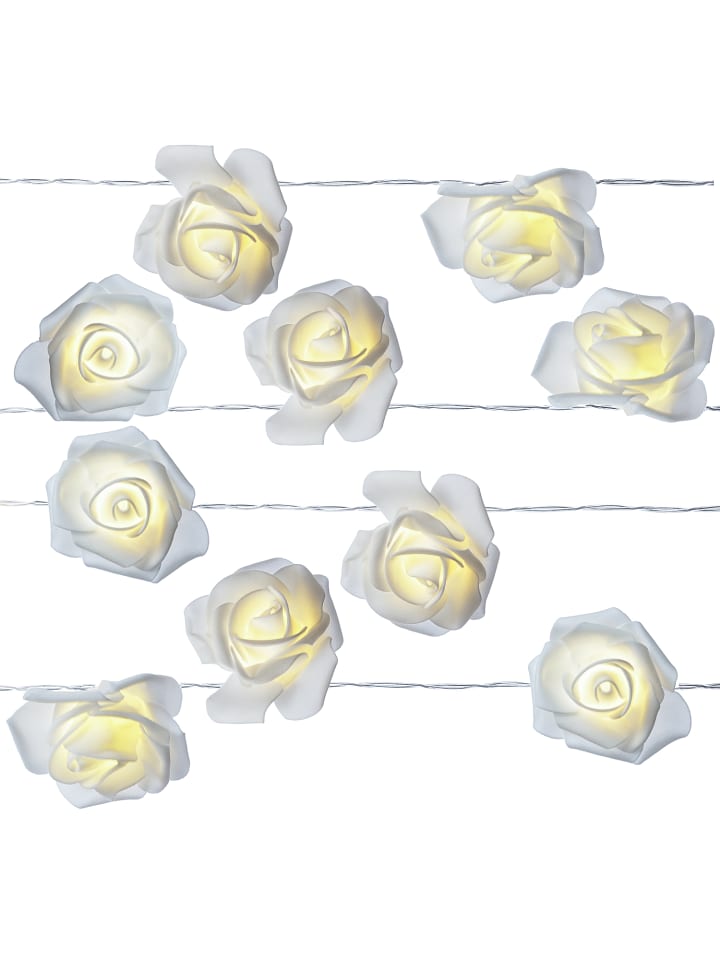 MARELIDA LED Lichterkette Rosen 10 Blumen Batteriebetrieb L: 180cm in weiß günstig kaufen onesize