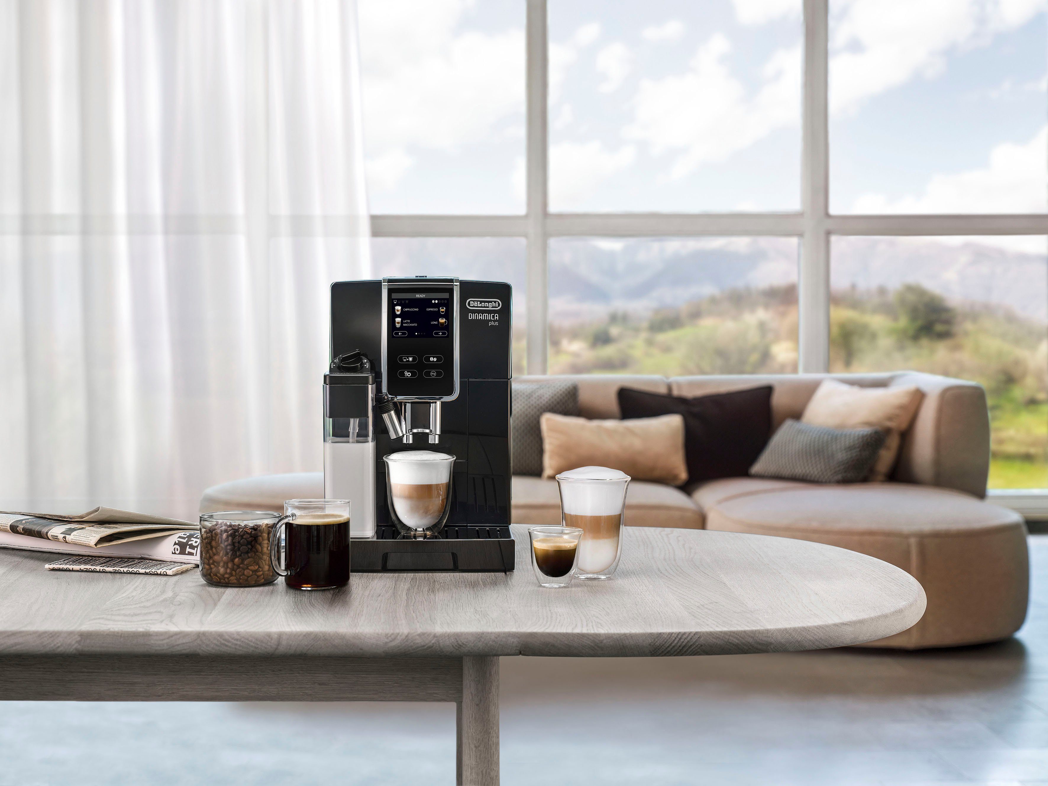 De'Longhi Kaffeevollautomat Dinamica Plus ECAM 370.70.B, mit LatteCrema Milchsystem und Kaffeekannenfunktion