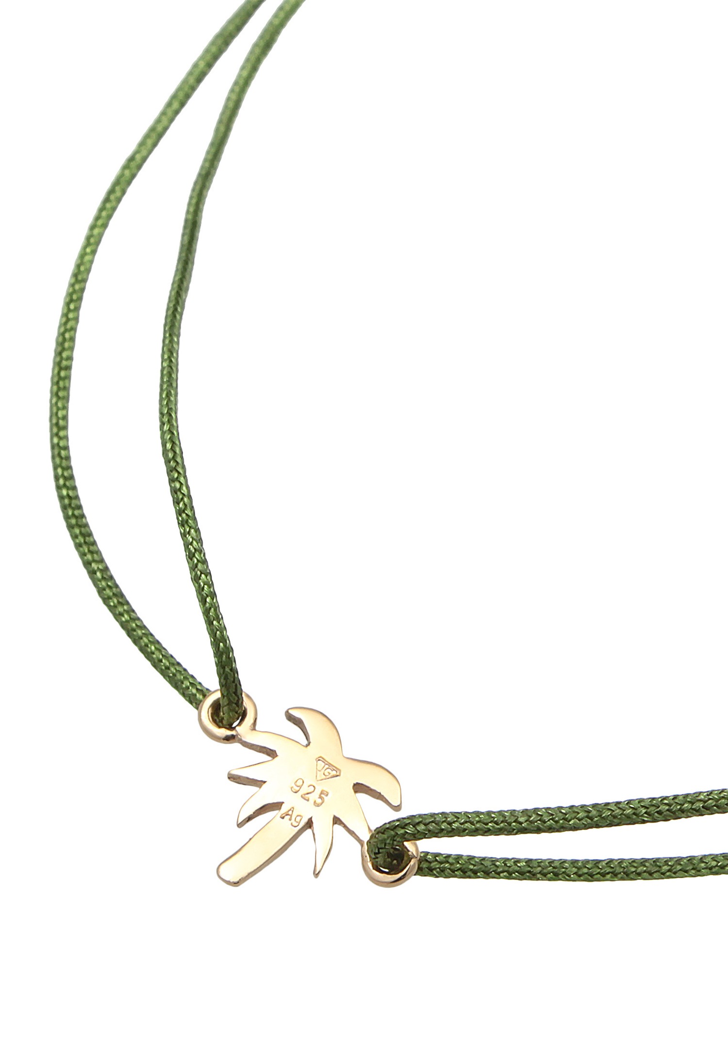 Elli Women's Palm Tree Pendant with Black Nylon in 925 Sterling Silver Gold Plated