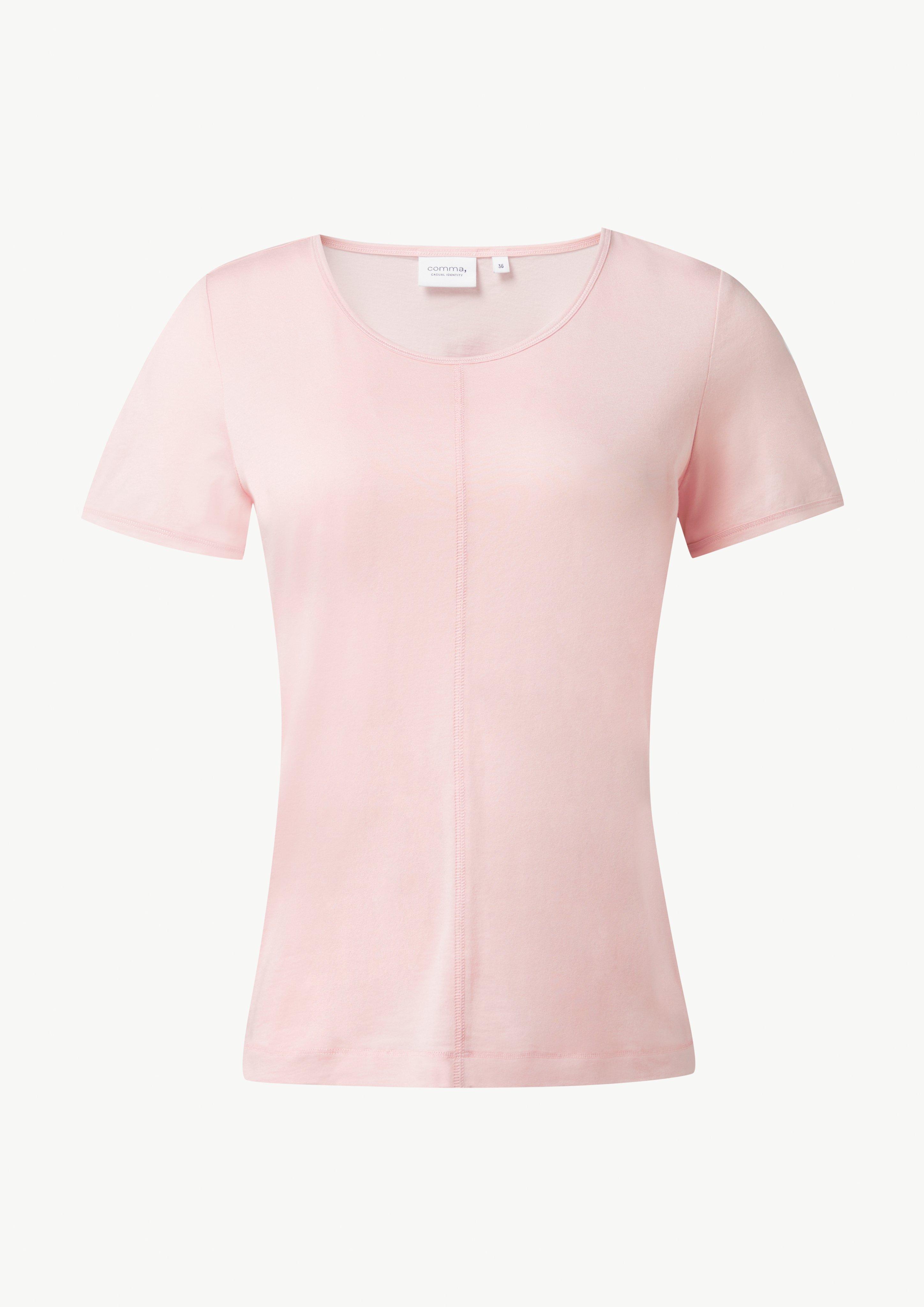 T-Shirt aus Baumwollmix mit Naht-Detail - rosa