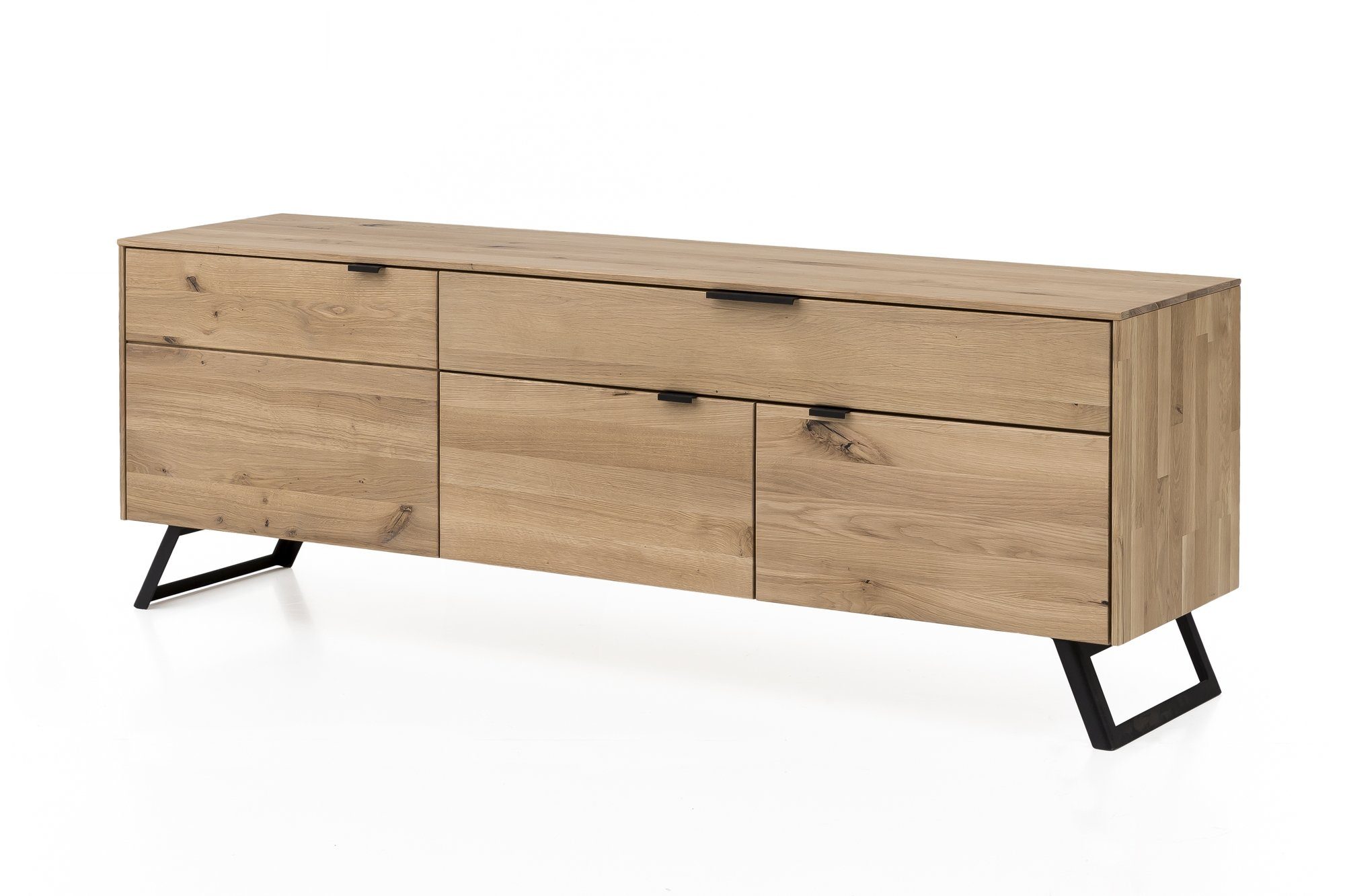 58 aufm Kessel Wohnwand Wohnwand Massivholz Idalia 280x203x45 Wohnzimmerschrank Wildeiche, (3-St)