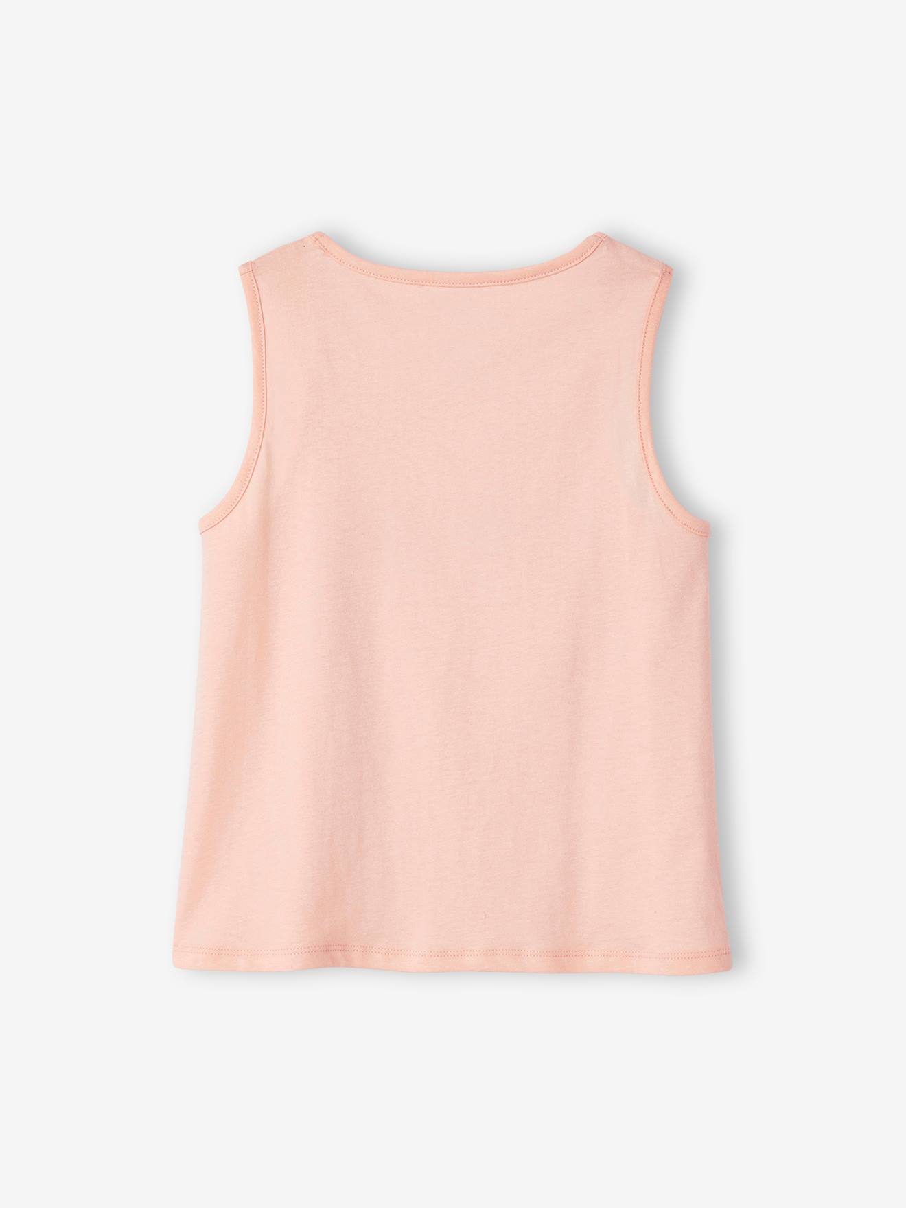 Débardeur à message BASICS fille bretelles fantaisie rose pâle