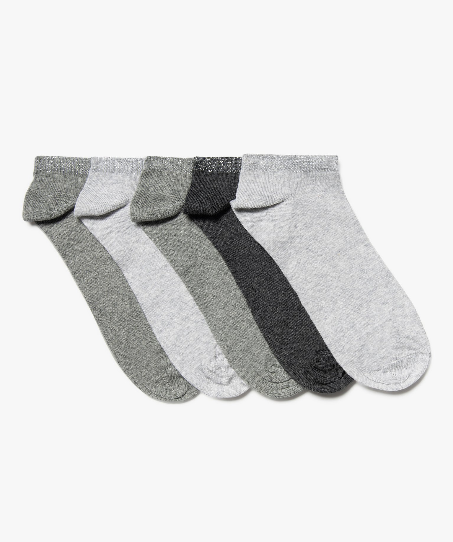 Chaussettes femme tige ultra courte avec paillettes (lot de 5) gris | GEMO