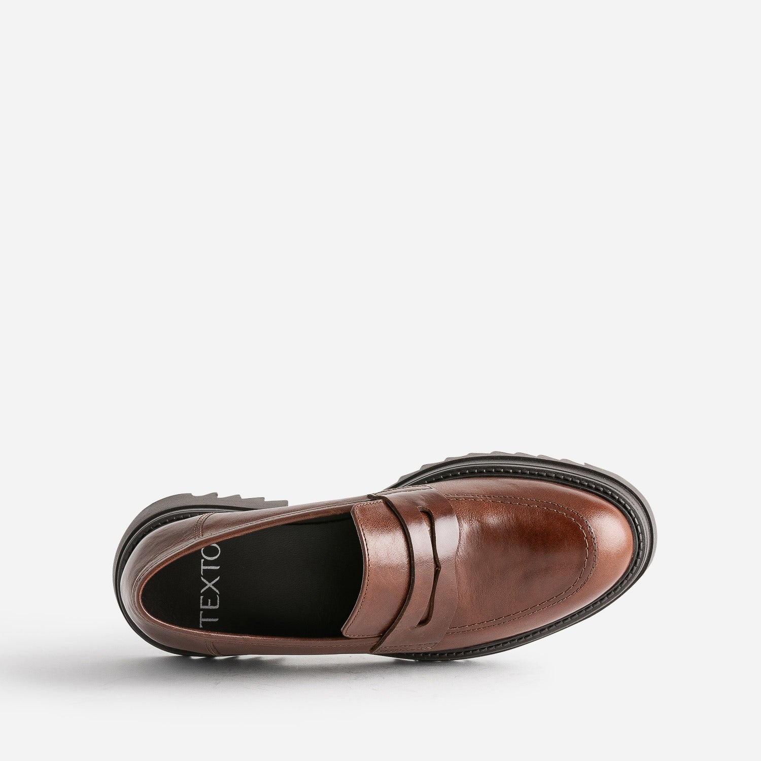 Mocassin TEXTO cognac en cuir à semelle crantée