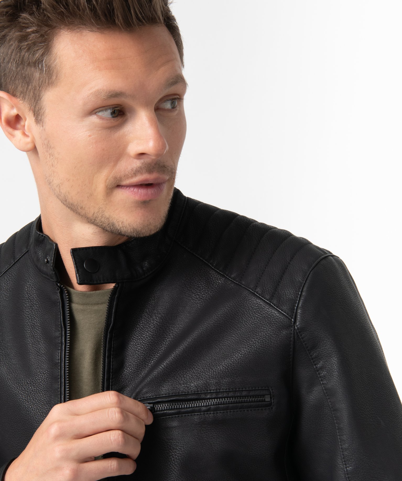 Blouson homme esprit motard noir | GEMO