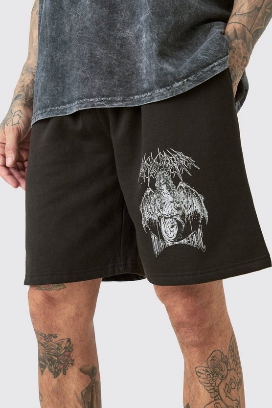 Tall Oversize Jersey-Shorts mit Print