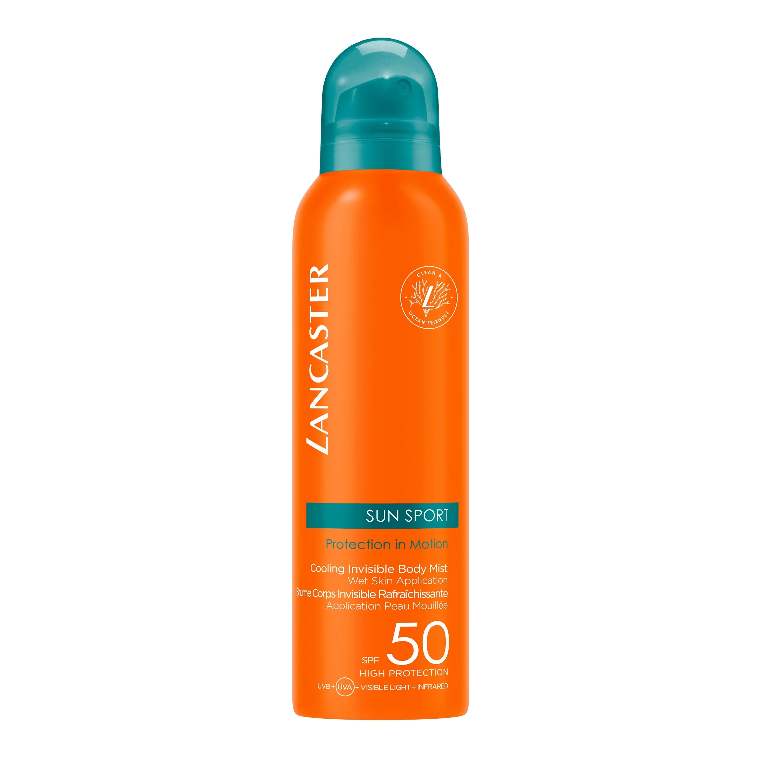 Bruma corporal invisible refrescante Sun Sport SPF50 - Spray corporal solar de alta protección.